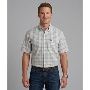 Cinch Arena Flex Shirt Mens Large Grey Plaid Western Short Sleeve MTW1725002